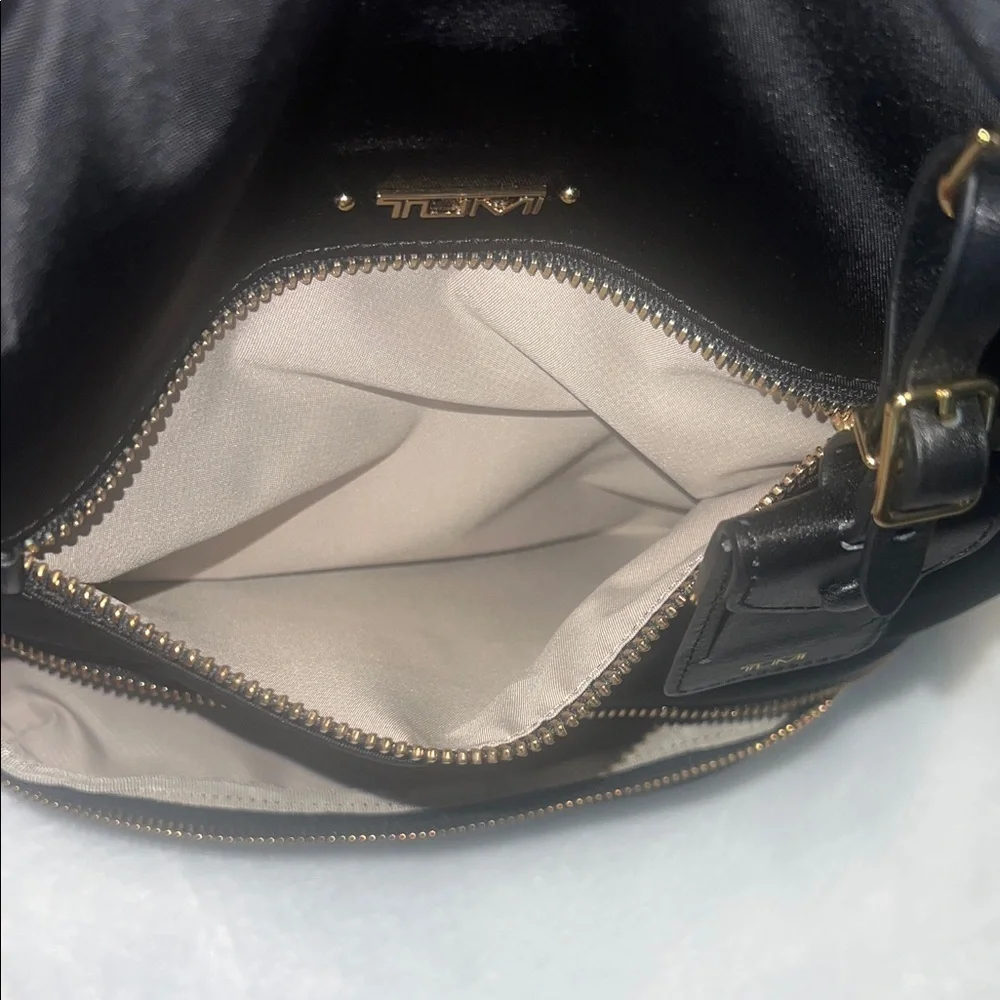 Tumi Halle Black Backpack with Gold Accents